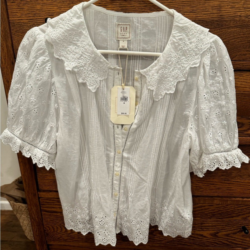 Gap X Doen cropped midi eyelet shirt medium